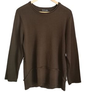 𝅺KOKOMARINA Winter Chocolate Brown Merino Wool Lagenlook Oversized Knit Small